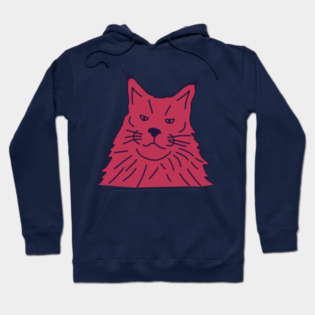 Viva Magenta Color of the Year 2023 Maine Coon Cat Portrait Hoodie by ellenhenryart